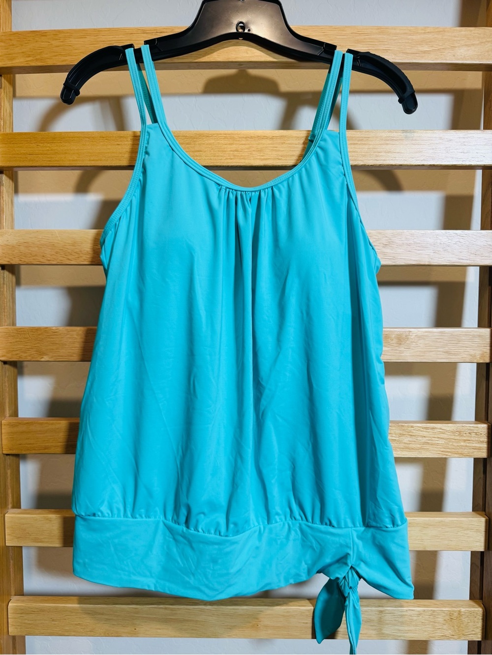 Women’s Turquoise Tie-Hem Tankini Top